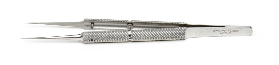 Round, Hollow Handled Forceps, Straight, 14cm, Smooth Tips 0.15mm