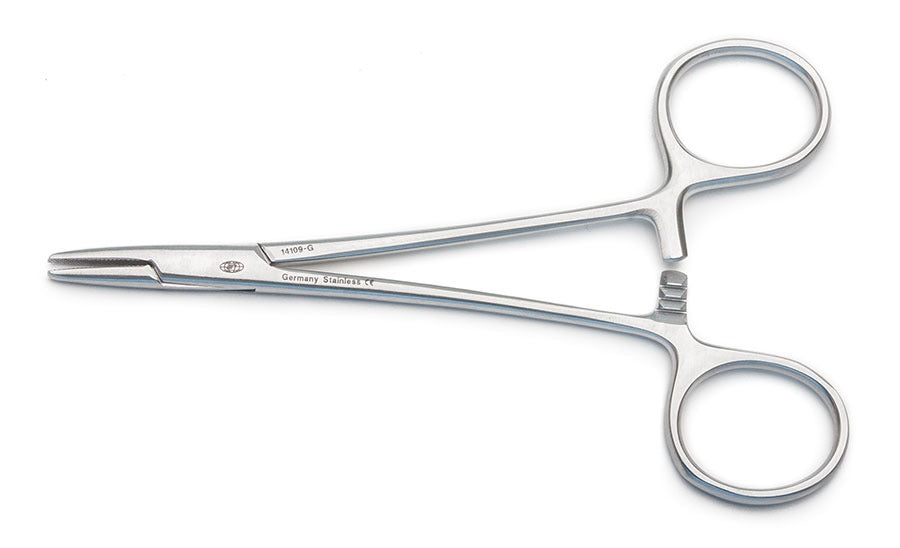 Webster Needle Holder, 12.5cm, Straight, Serrated, Extra Delicate, German