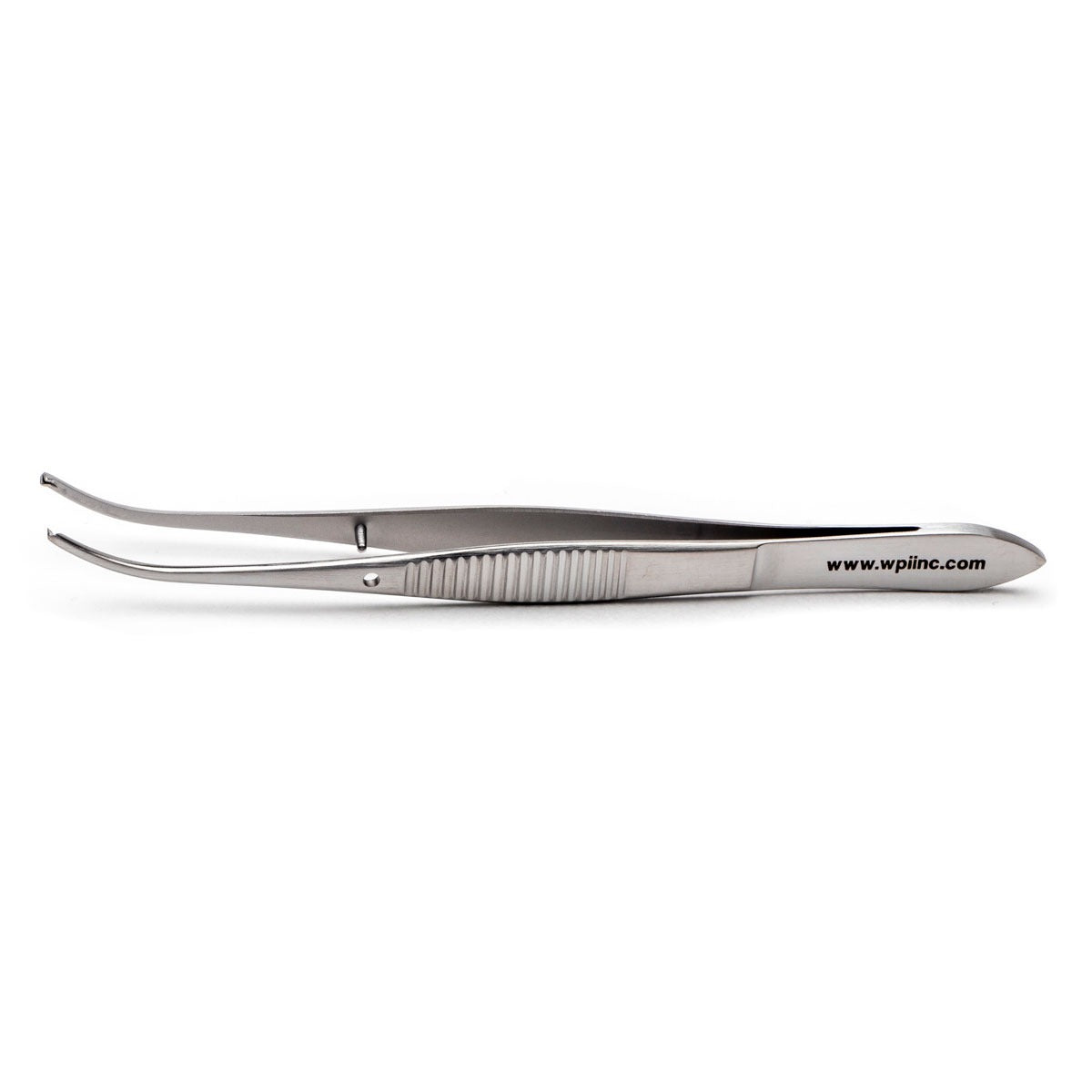 Iris Forceps, 10cm, curved, 1x2 teeth, German