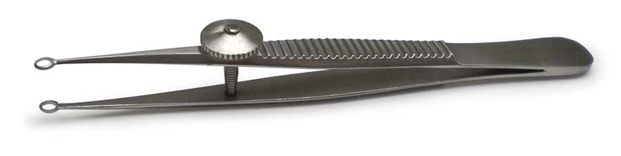 Ring Tipped Forceps, 10cm, Straight, 2.2mm ID