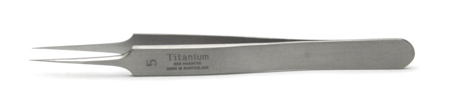 Dumont Tweezers #5, 11cm, Straight, 0.1x0.06mm Tips, Titanium