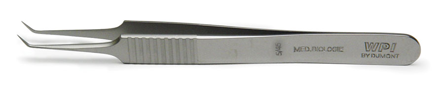 Dumont Tweezers #5, 11cm, Angled, 0.05x0.01mm Tips