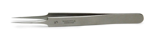 Dumont Tweezers #5, 11cm, Straight, 0.1x0.06mm Tips, Dumostar