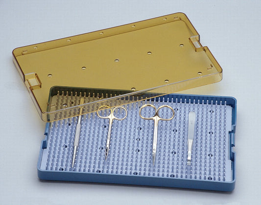 Instrument Sterilization Tray w Silicone Mat, 25.5x15x2cm