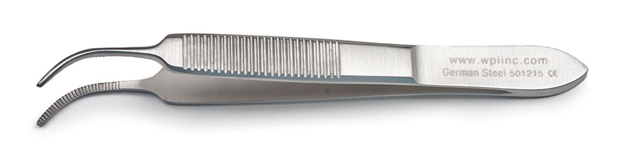 Graefe Forceps, 7cm, Serrated, Curved 0.7mm Tip