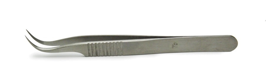 Dumont Tweezers #7, 11cm, Curved, 0.17x0.1mm Tips, Serrated