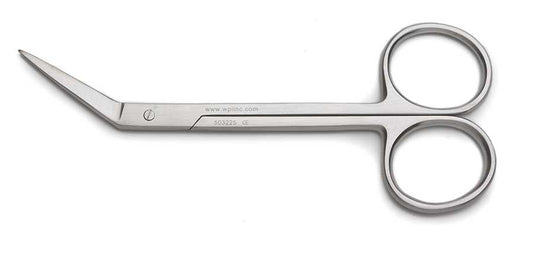 Angled Scissors, 11.5 cm, Angled, Serrated, Sharp/Sharp