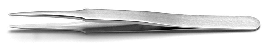 Swiss High Precision Tweezers, 12 cm, Straight, Flat/Round Tips, Anti-Acid, Anti-Magnetic