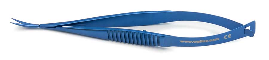 Vannas Capsulotomy Scissors, 10.5 cm (4.13"), Curved Sharp Tips, Non-Magnetic, Titanium, WPI Premium