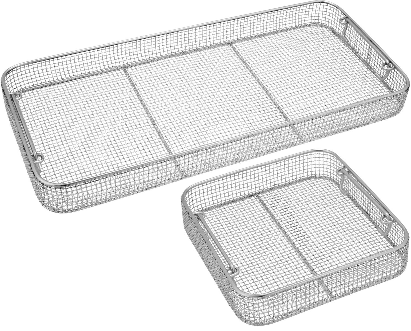 Classic Crimped Wire Mesh Sterilization Baskets, Tilted Handles