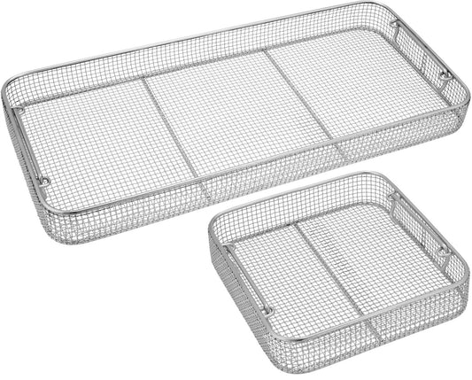 Classic Crimped Wire Mesh Sterilization Baskets, Tilted Handles