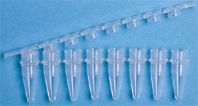 Microcentrifuge tube strips, 0.2mL, flat cap strips, pkg of 250