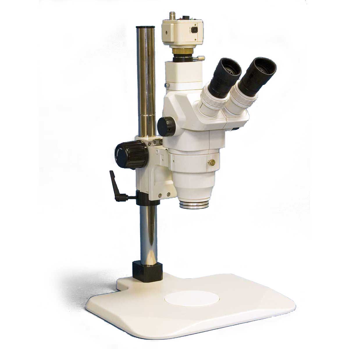 Precision Stereo Zoom Trinocular Microscope (III) on Post Stand