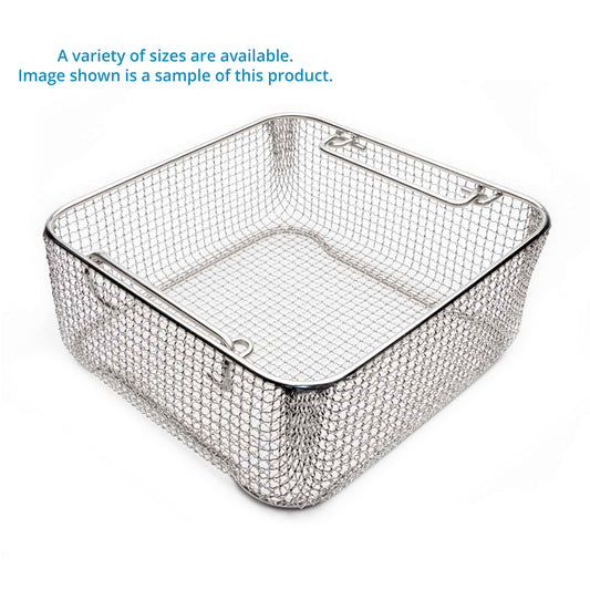 Classic Crimped Wire Mesh Sterilization Baskets, Tilted Handles-WP-4405ER