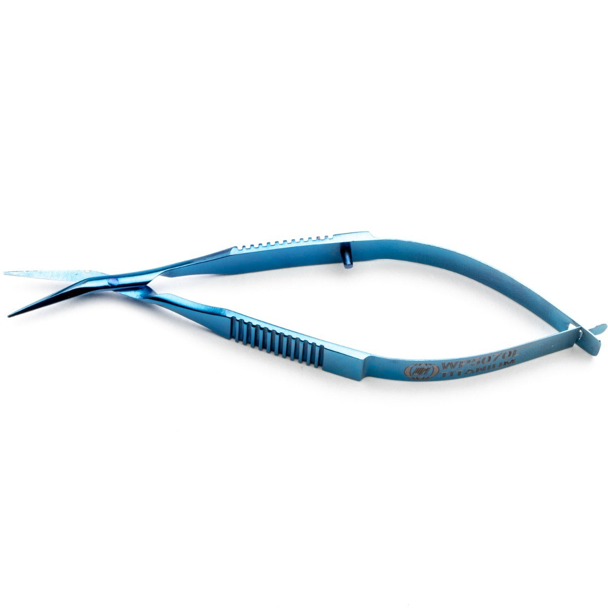 Vannas Capsulotomy Scissors, 9.5 cm (3.75"), 10.5 mm Sharp, Angled-on-the-side Tips, Non-Magnetic, Titanium, WPI Premium