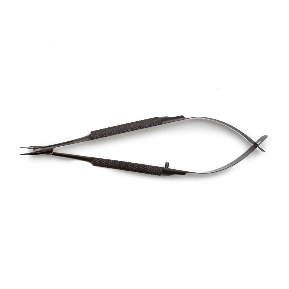 Barraquer Micro Needle Holder, 0.6 mm Smooth Curved Tips, black coating, 10cm