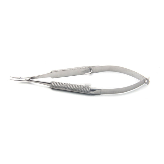 Barraquer Needle Holder without Lock, 10.5 cm, Curved, Smooth Tips, 6 mm Jaw