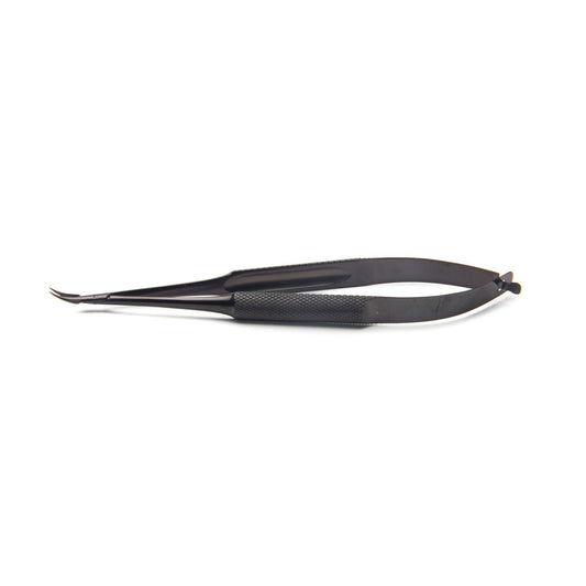 Barraquer Micro Needle Holder, 0.6 mm Smooth Curved Tips,black coating,12cm